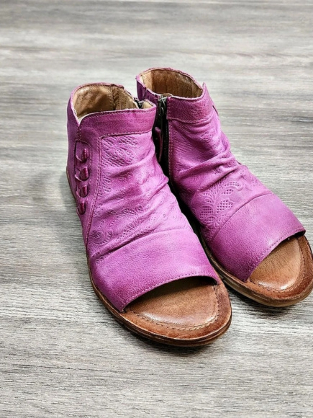 Miz Mooz Meadow Purple Zip Front Sandals